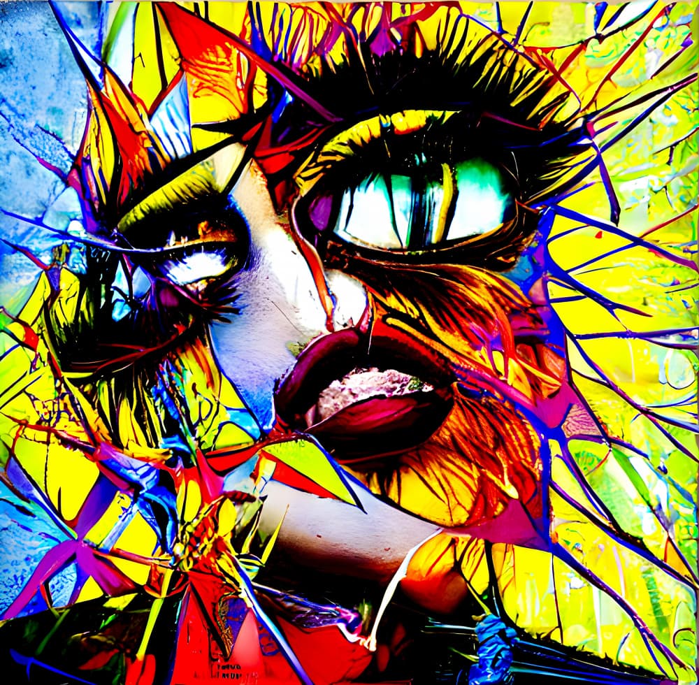 Vibrant Shattered Woman by mnemonixART — canvas wall art