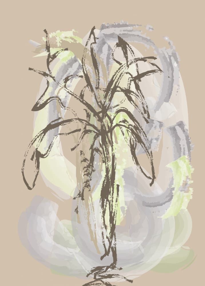Muted Botanical Brushstrokes by Lembayung senja studio [Vintage Poster] — canvas wall art