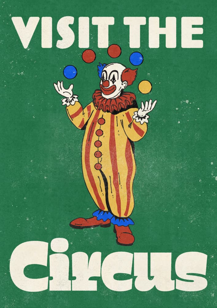 Retro Juggling Clown by Nicholas — canvas wall art