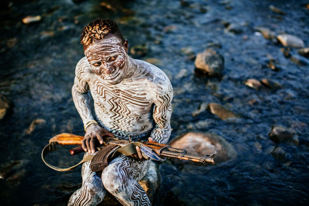 Painted Tribal Warrior by Vedran Vidak — canvas wall art