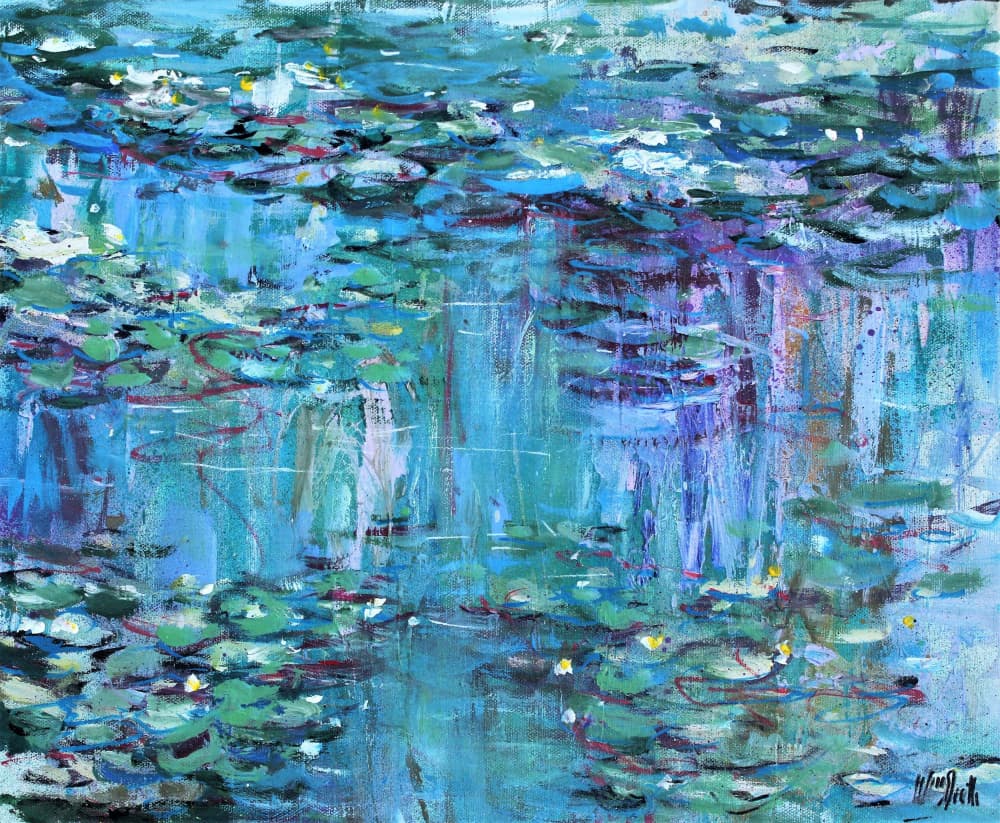 Vibrant Water Lilies by Wayne Sleeth — canvas wall art