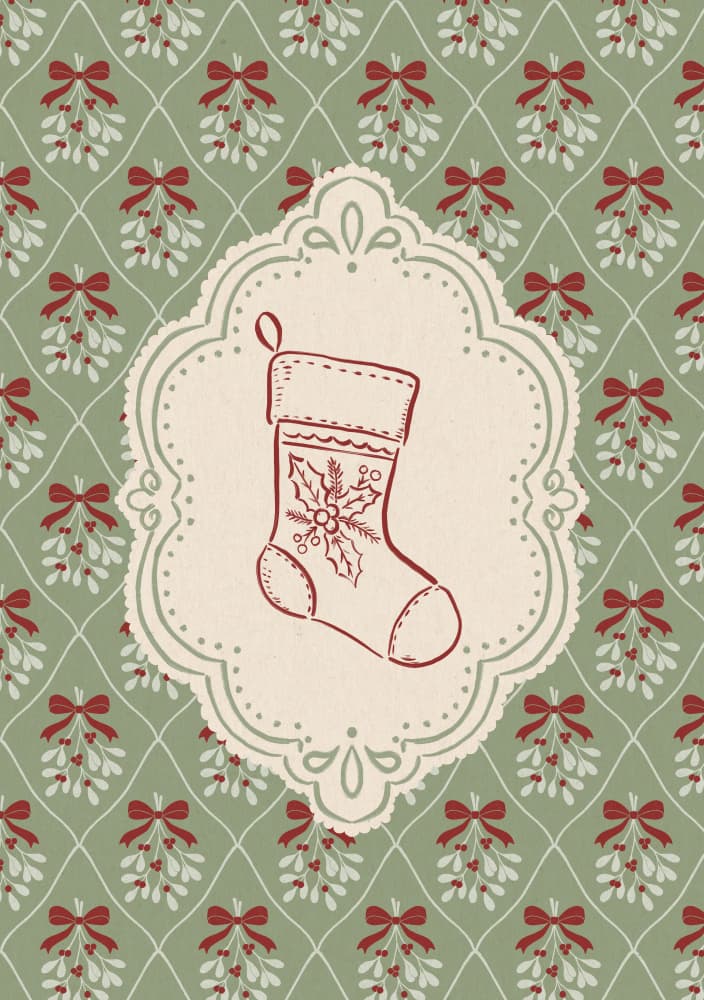 Festive Christmas Stocking by Katarzyna Gąsiorowska — canvas wall art