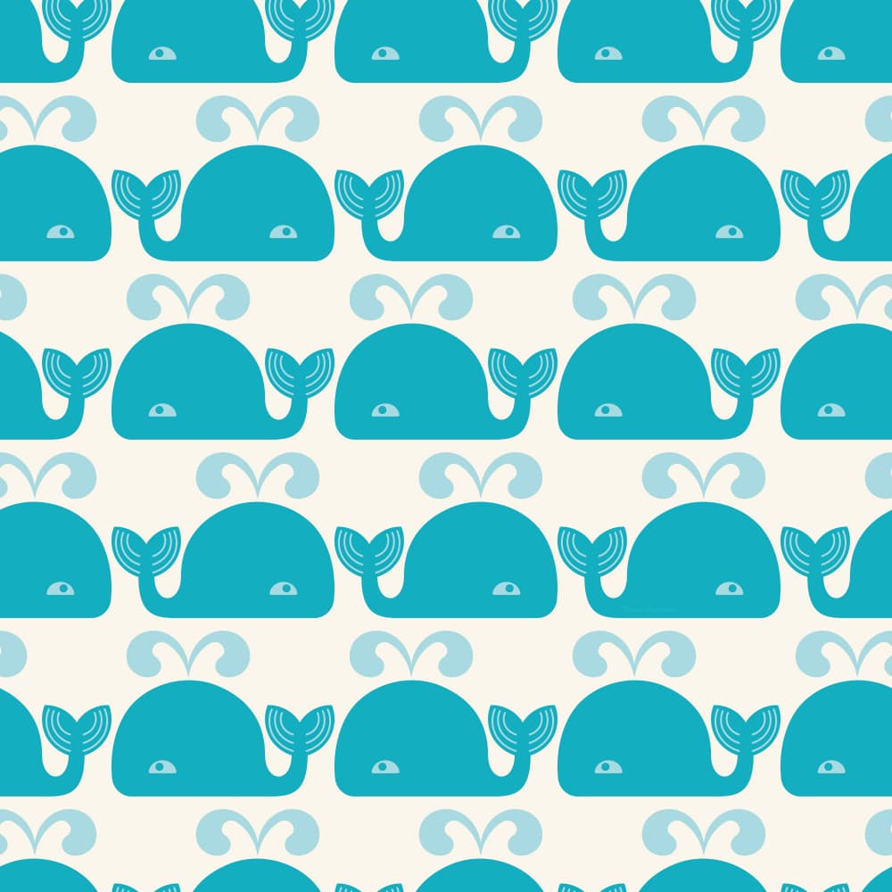 Cute Blue Whales by Carrie Cantwell — canvas wall art
