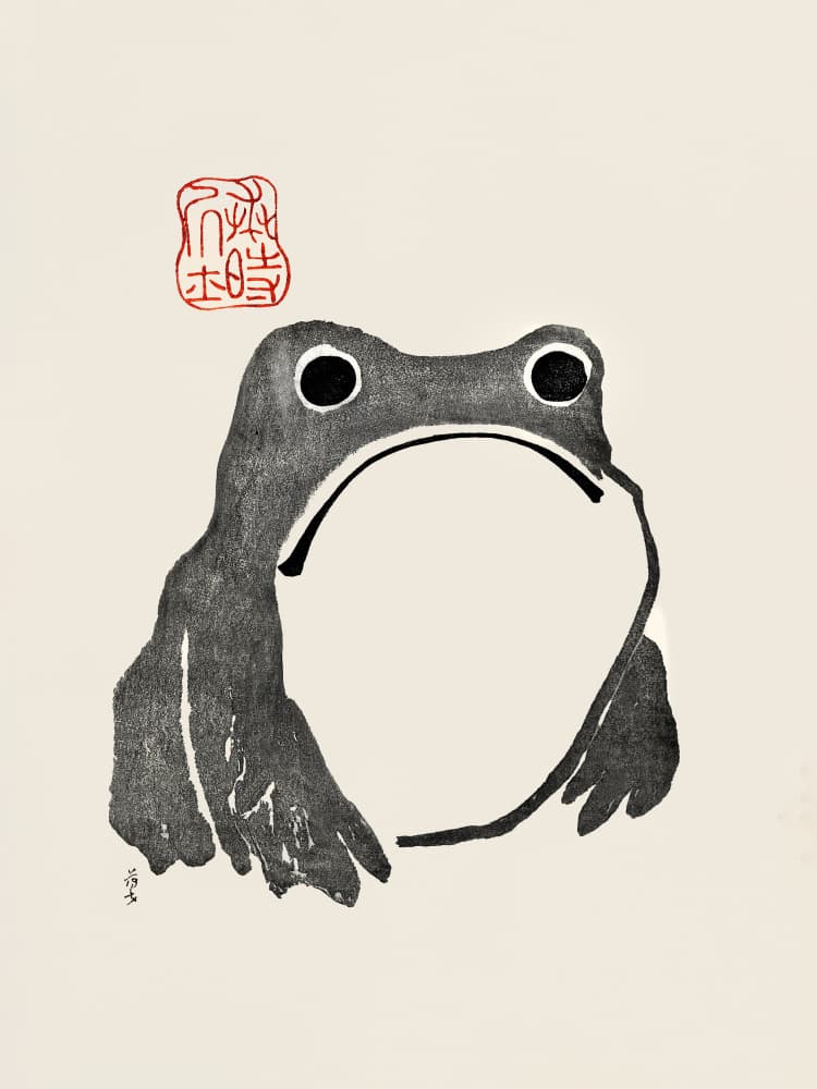 Grumpy Frog I Black by Matsumoto Hoji — canvas wall art
