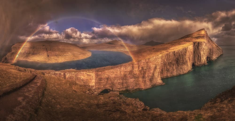 Rainbow Over Majestic Cliffs by Peter Svoboda MQEP — canvas wall art