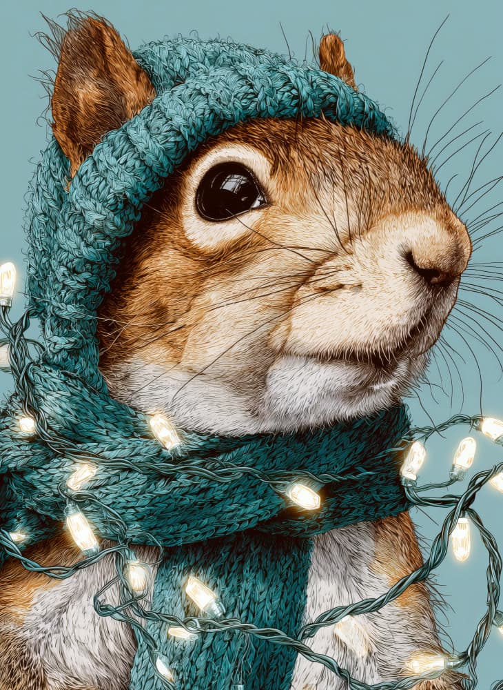 Cozy Winter Squirrel by Justyna Jaszke — canvas wall art