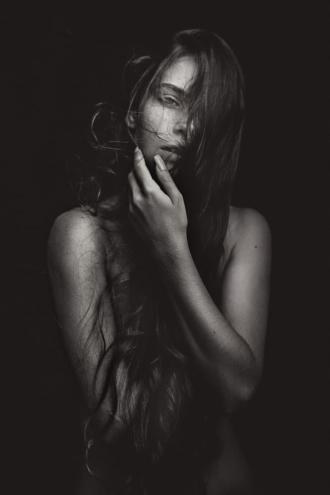 Sensual Black White Portrait by Martin Krystynek MQEP — canvas wall art