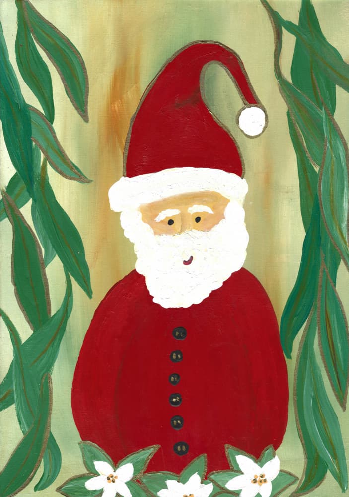 Festive Santa Folk Art by Janine Brewster — canvas wall art