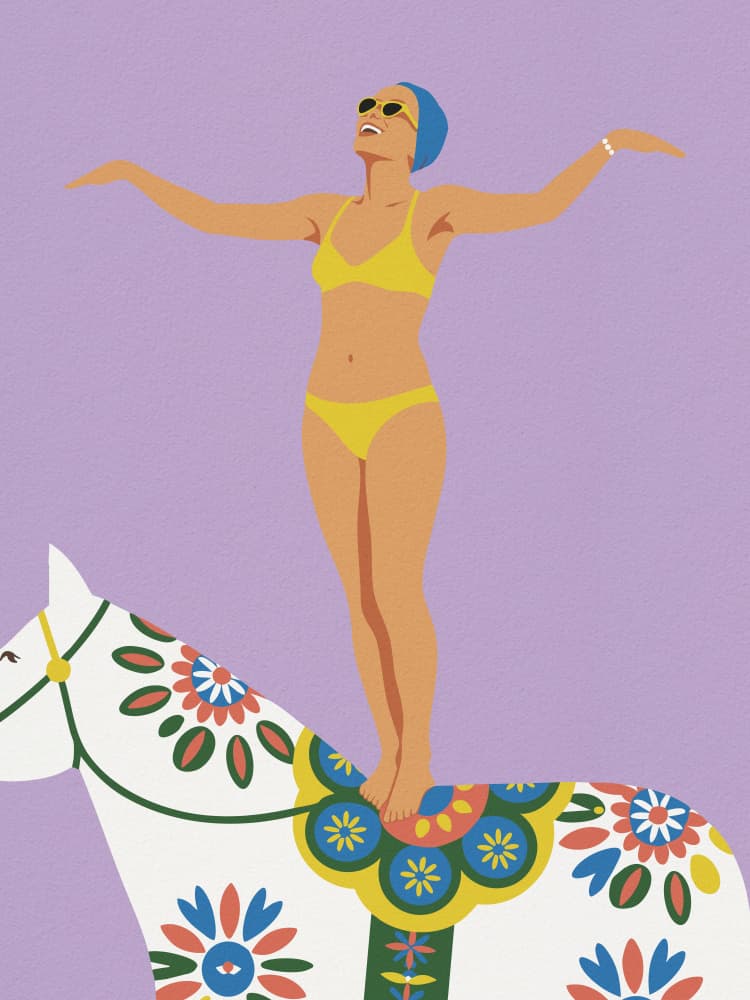 Joyful Acrobat on Horse by Andreas Magnusson — canvas wall art