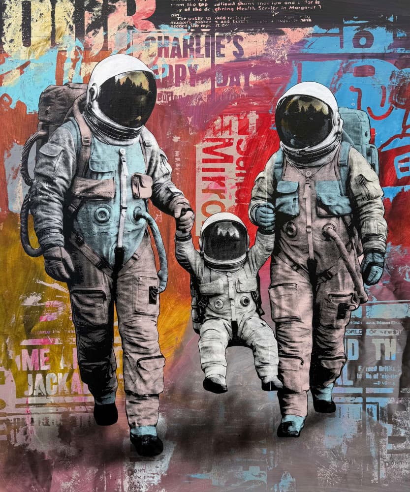 Space Family Stroll by Микола Курилюк — canvas wall art