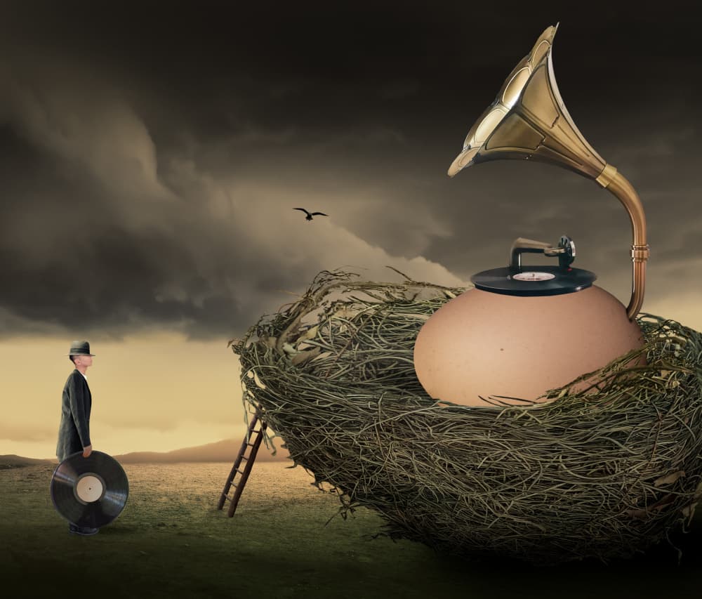 Man and the Music Egg by Biao  Huang — canvas wall art