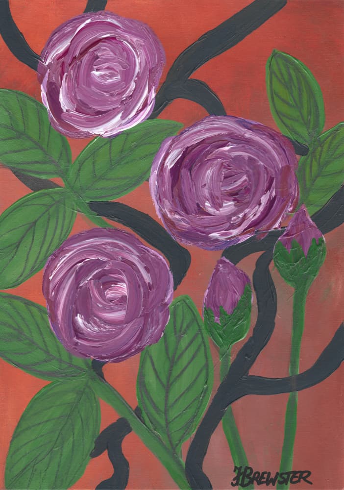 Purple Roses Bloom by Janine Brewster — canvas wall art