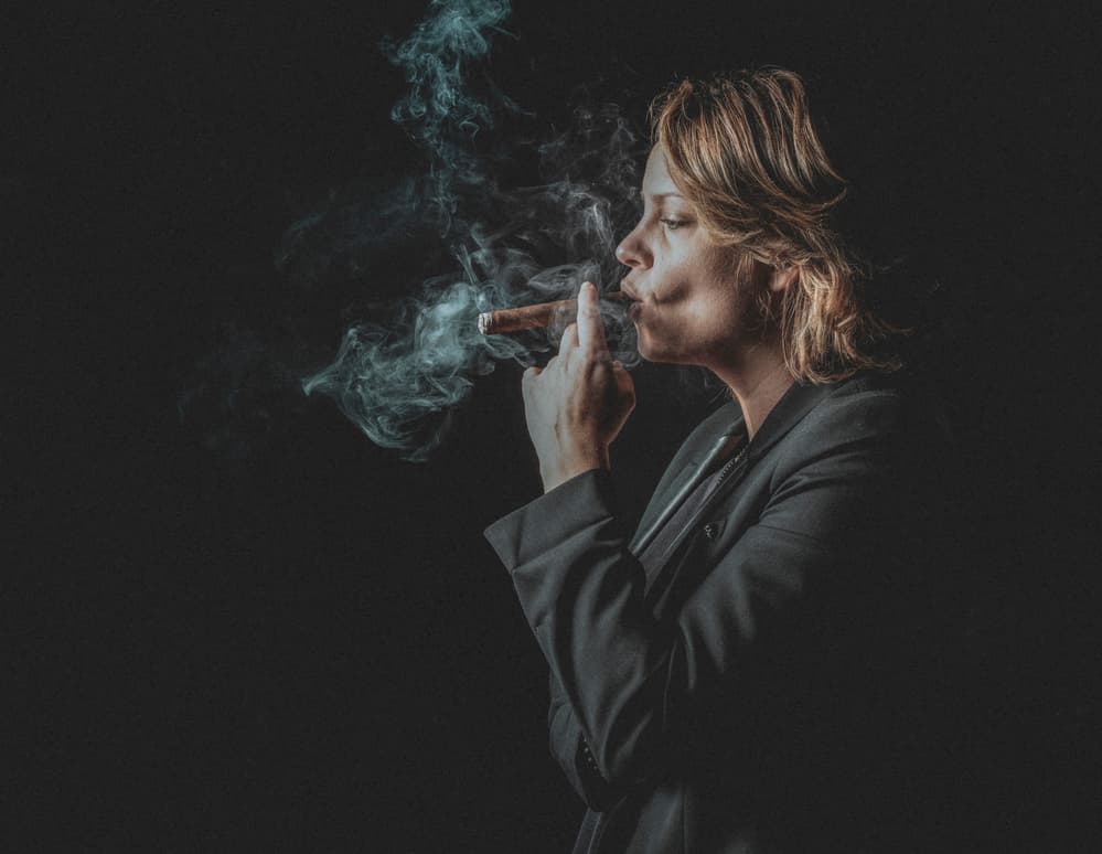Elegant Woman Smoking by gNo — canvas wall art