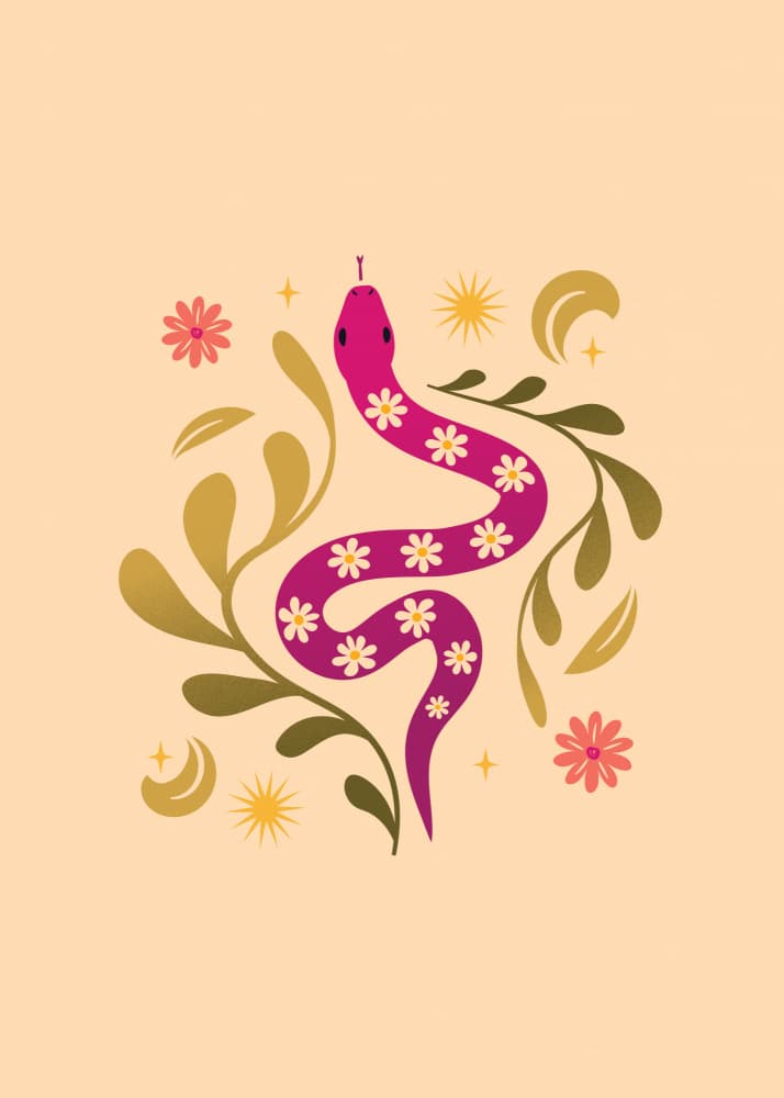 Mystic Floral Snake by Weronika Gross — canvas wall art