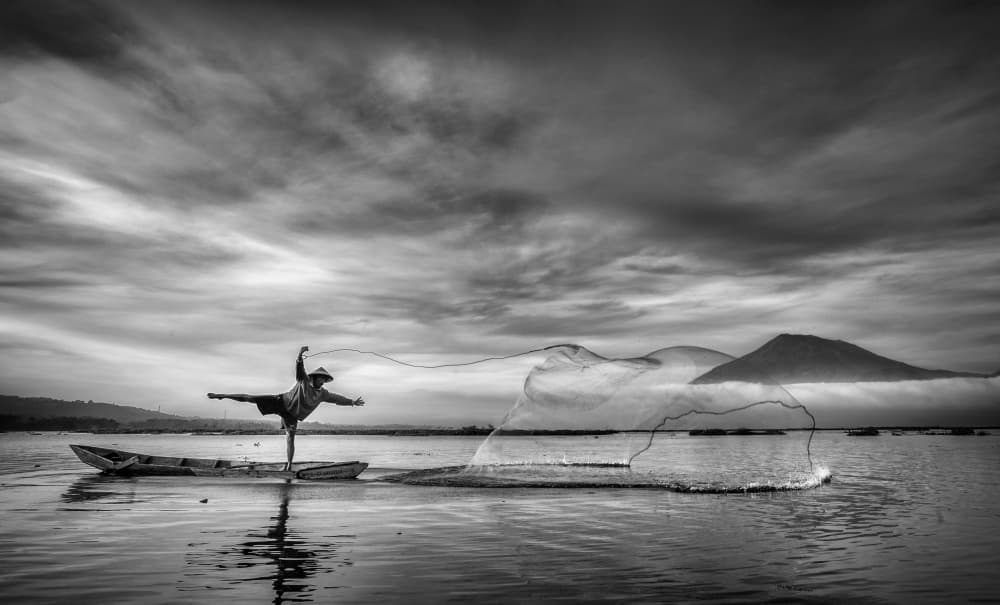 Balancing Fisherman Lake by Arief Siswandhono — canvas wall art