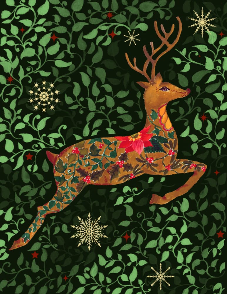 Enchanted Christmas Deer by Suchi Deb — canvas wall art