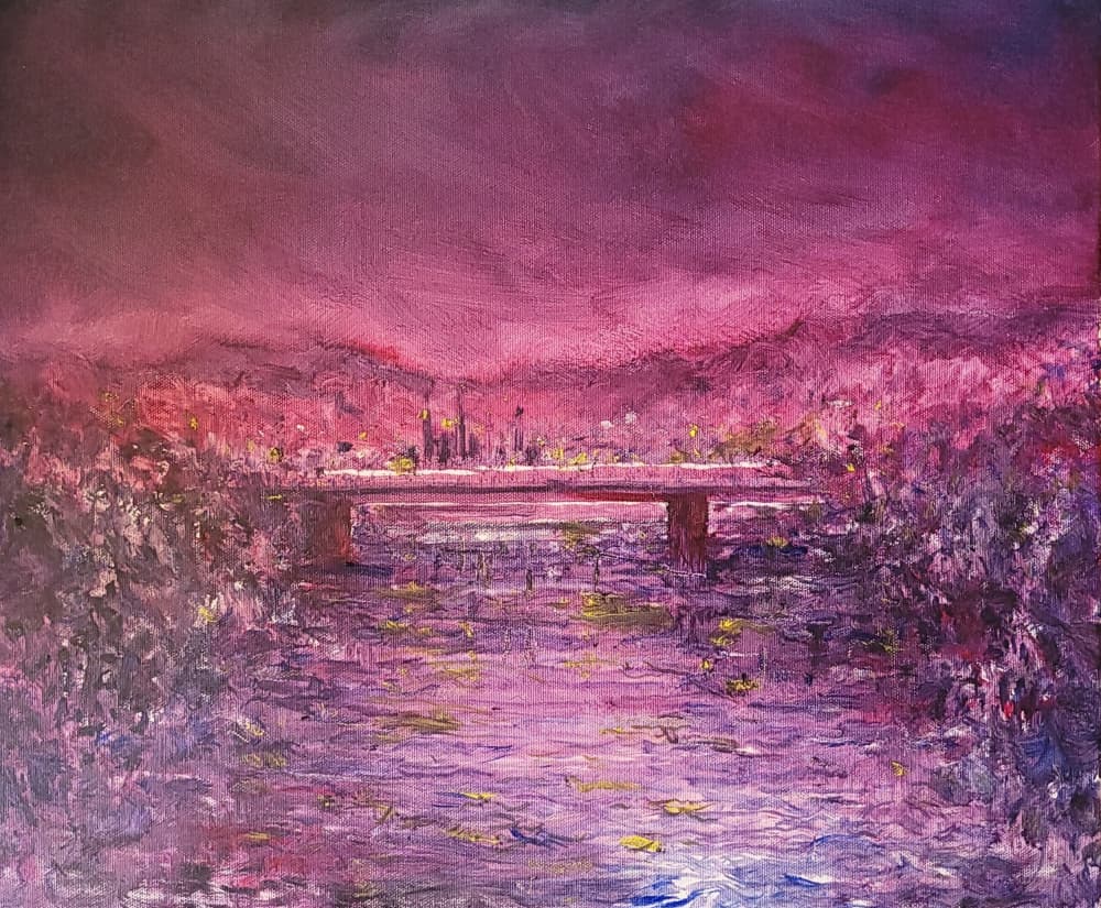 Pink City Reflections by Wayne Sleeth — canvas wall art