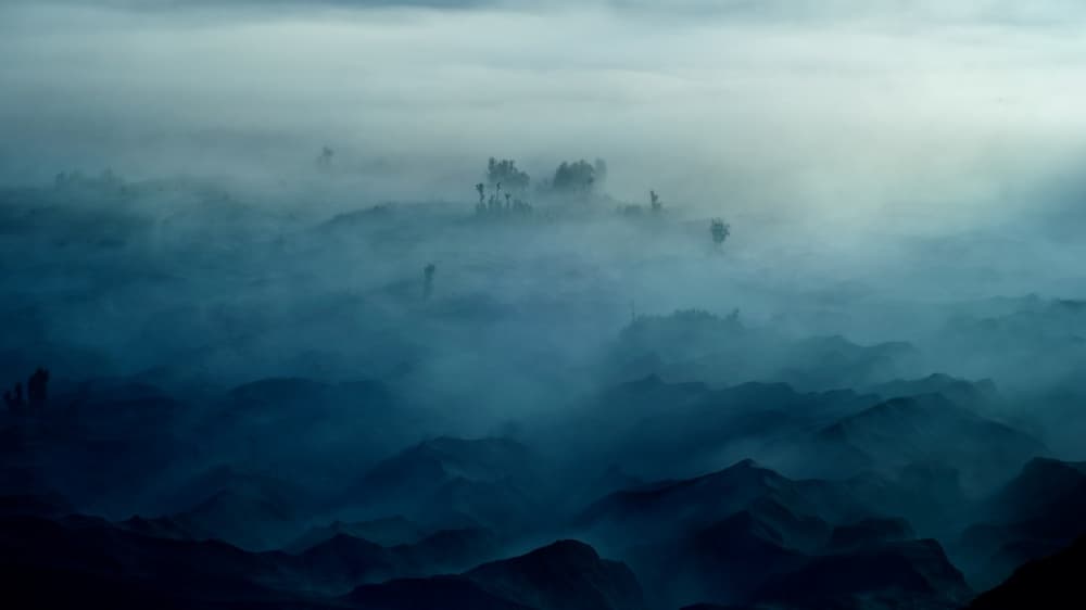 Misty Mountain Landscape by Rudi Gunawan — canvas wall art