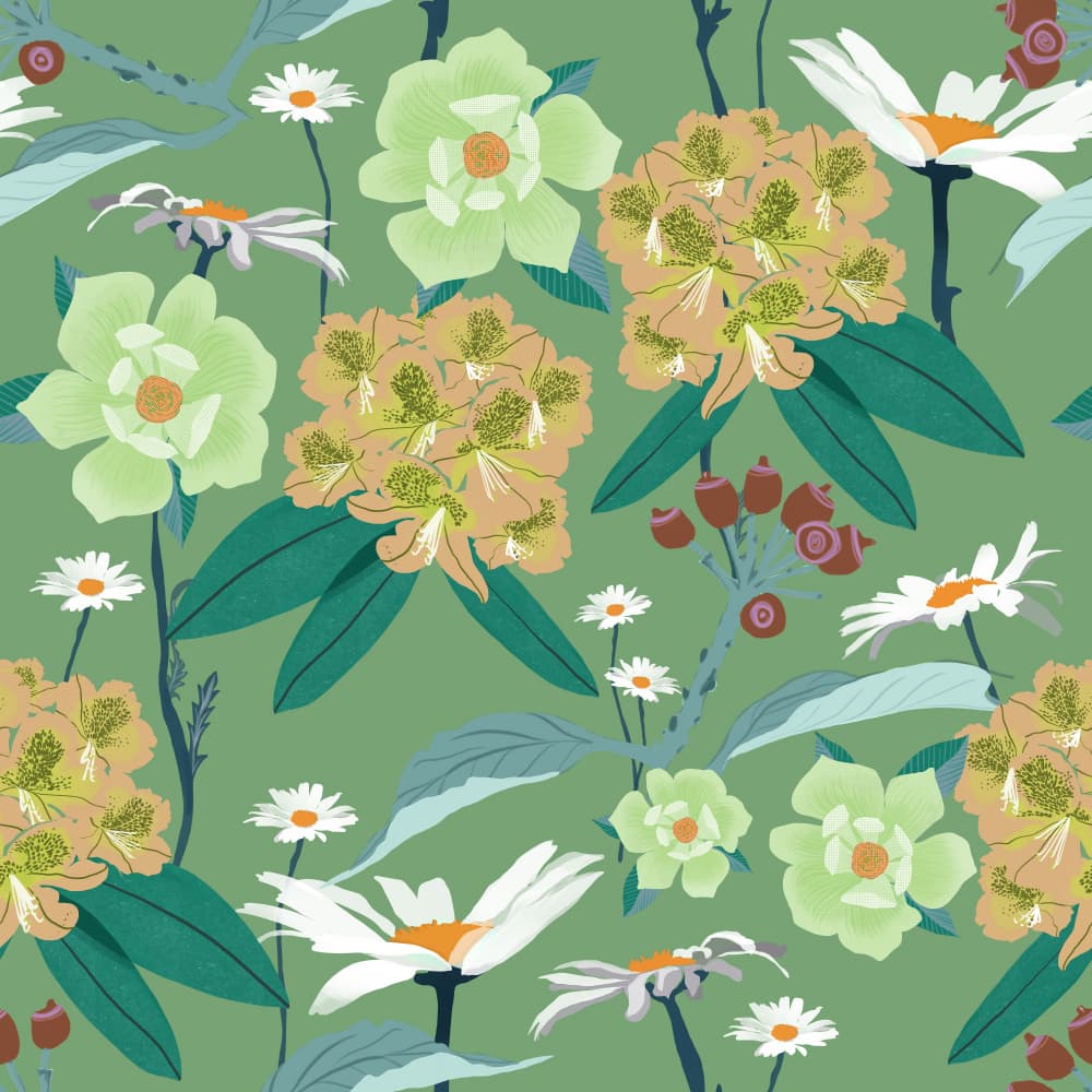 Green Garden Blossoms by Charlotte Trudgett — canvas wall art