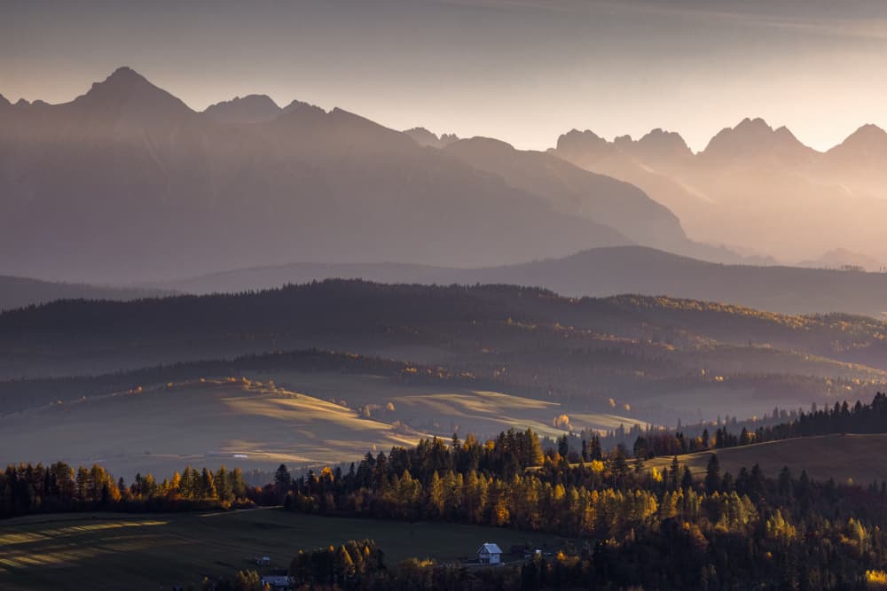 Misty Autumn Mountain Layers by Slawomir Kowalczyk AFRP  FIAP  IAAP — canvas wall art
