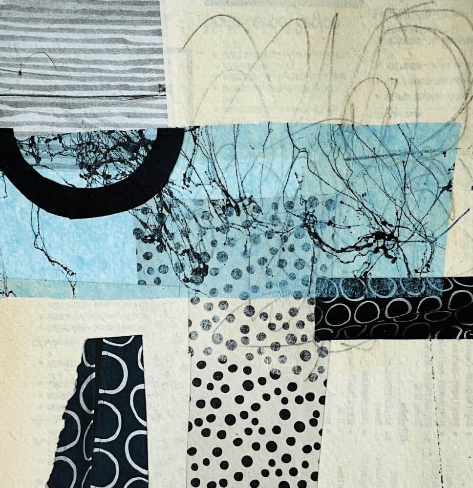 Blue Dots Abstract Collage by Cordula Kagemann — canvas wall art