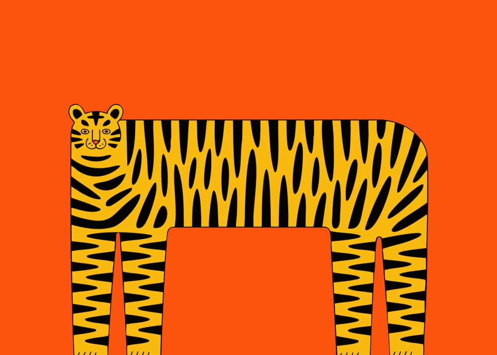 Playful Striped Tiger by Andreas Magnusson — canvas wall art
