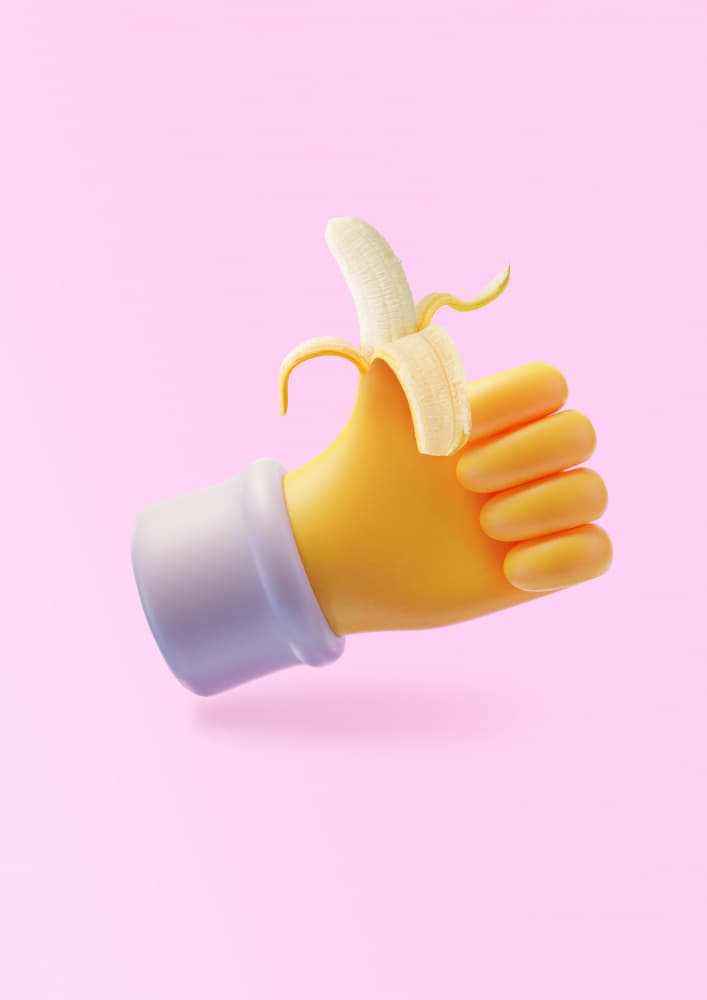 Banana Thumbs Up Hand by Artem Pozdniakov — canvas wall art