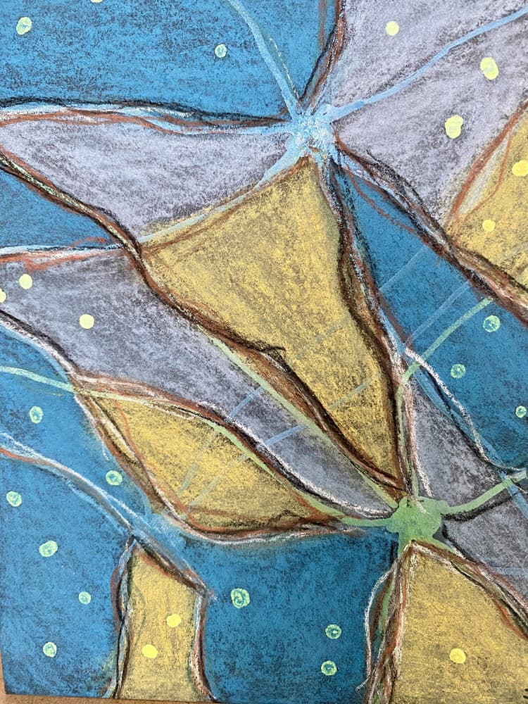 Organic Blue Gold Abstract by Berit Pihl — canvas wall art