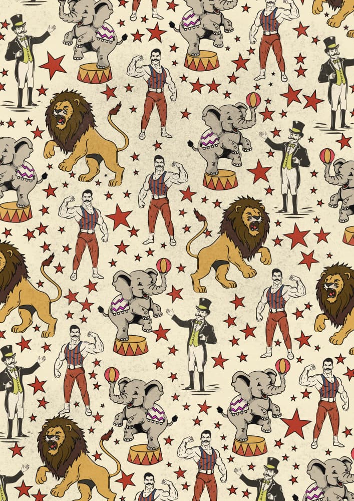 Vintage Circus Pattern by Nicholas — canvas wall art
