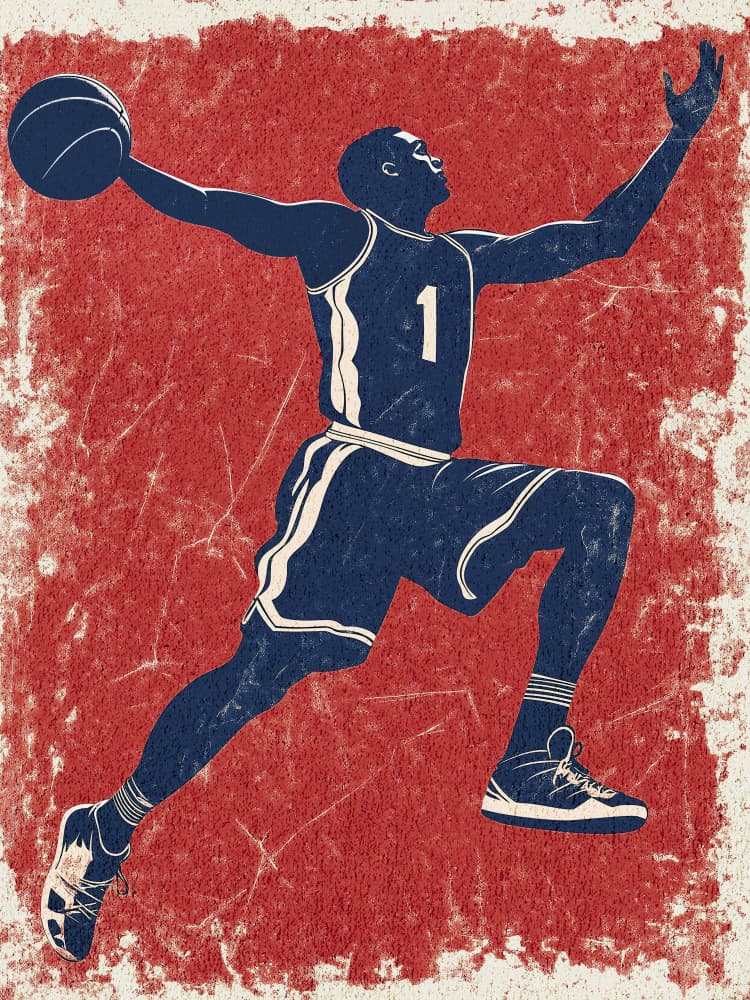 Basketball Red Jump by Old Artists Studio — canvas wall art
