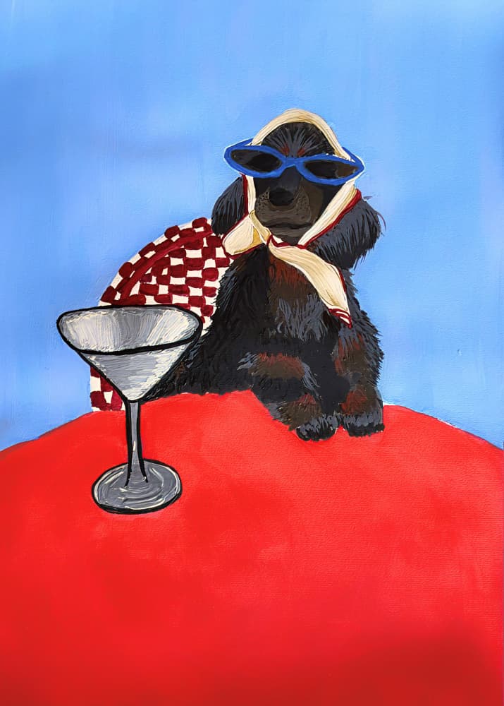 Stylish Poodle Martini by Idah Christina — canvas wall art