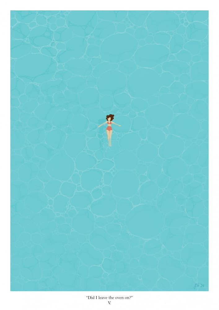 Floating Woman Blue Water by Jake Waldron — canvas wall art