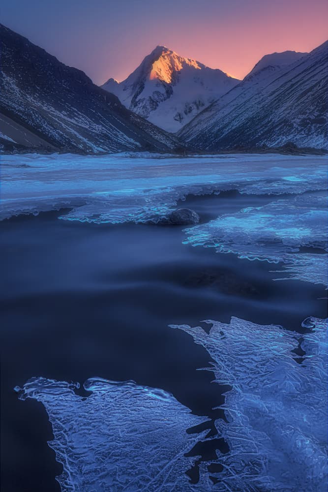 Golden Peak Frozen Lake by 吴子诚WuZiCheng — canvas wall art