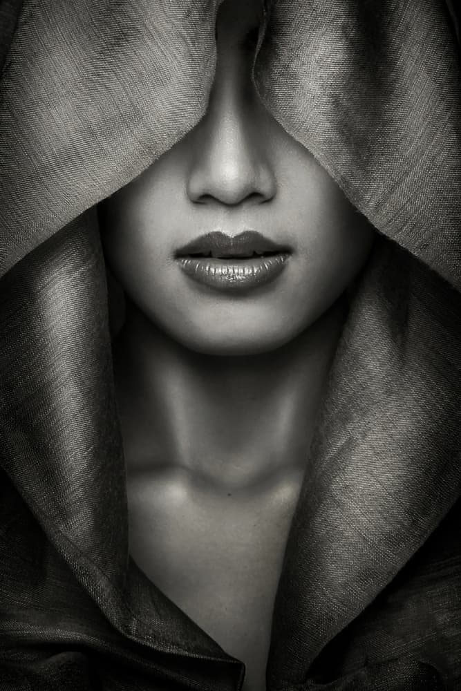 Veiled Mystery Portrait by azalaka — canvas wall art