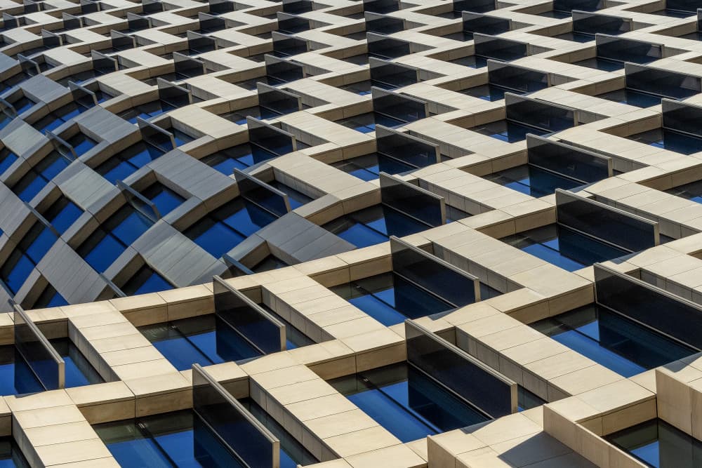 Curved Geometric Building by Jef Van den Houte — canvas wall art