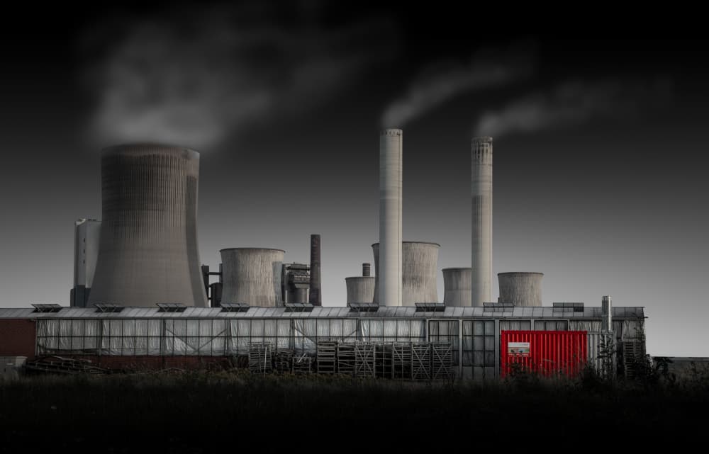 Smoking Power Plant by Jörg  Vollrath — canvas wall art