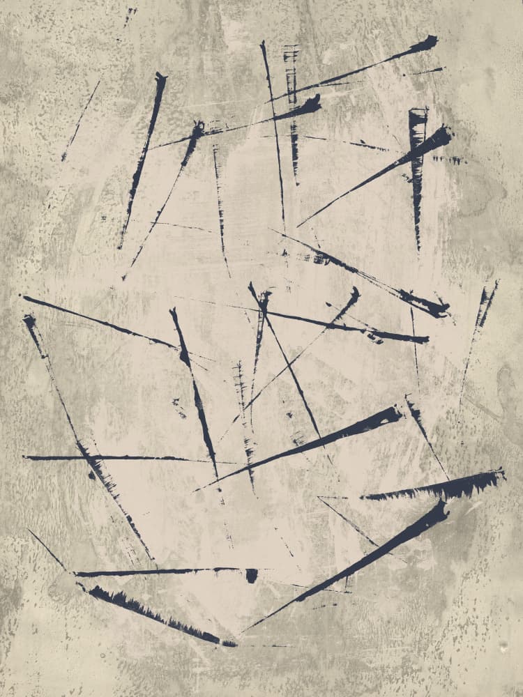 Staccato Ink Marks on Warm Gray and White by Dina Dankers — canvas wall art