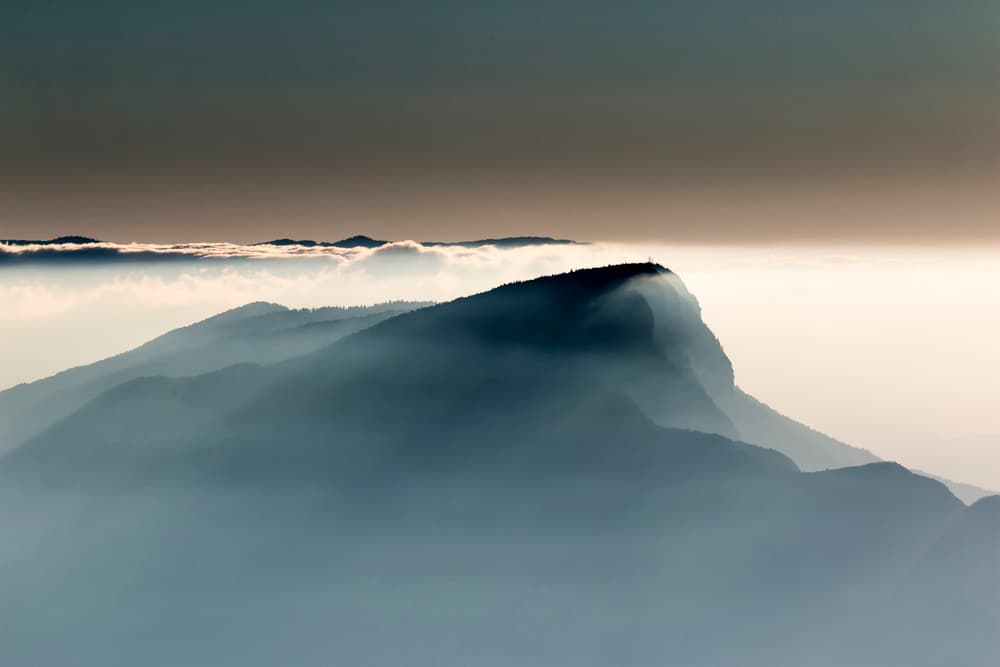 Misty Mountain Peaks by Jean-Louis VIRETTI — canvas wall art