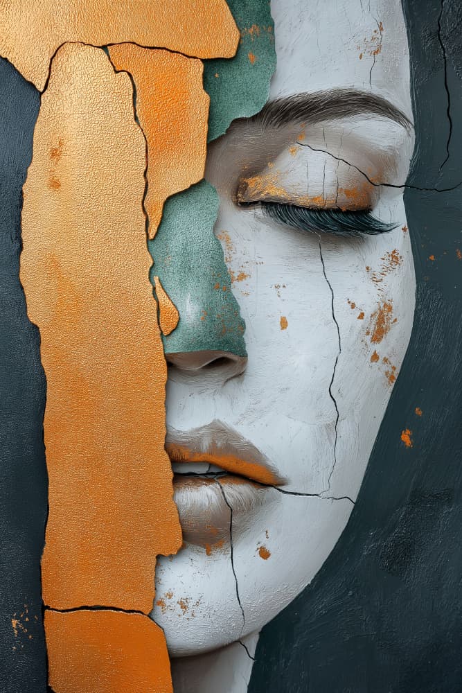 A Woman Face Abstract  (8) by Mauro — canvas wall art