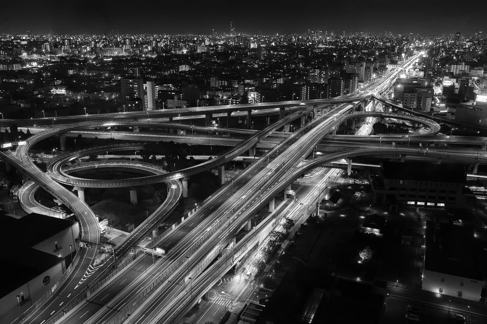 Night City Interchange by Koji Sugimoto — canvas wall art