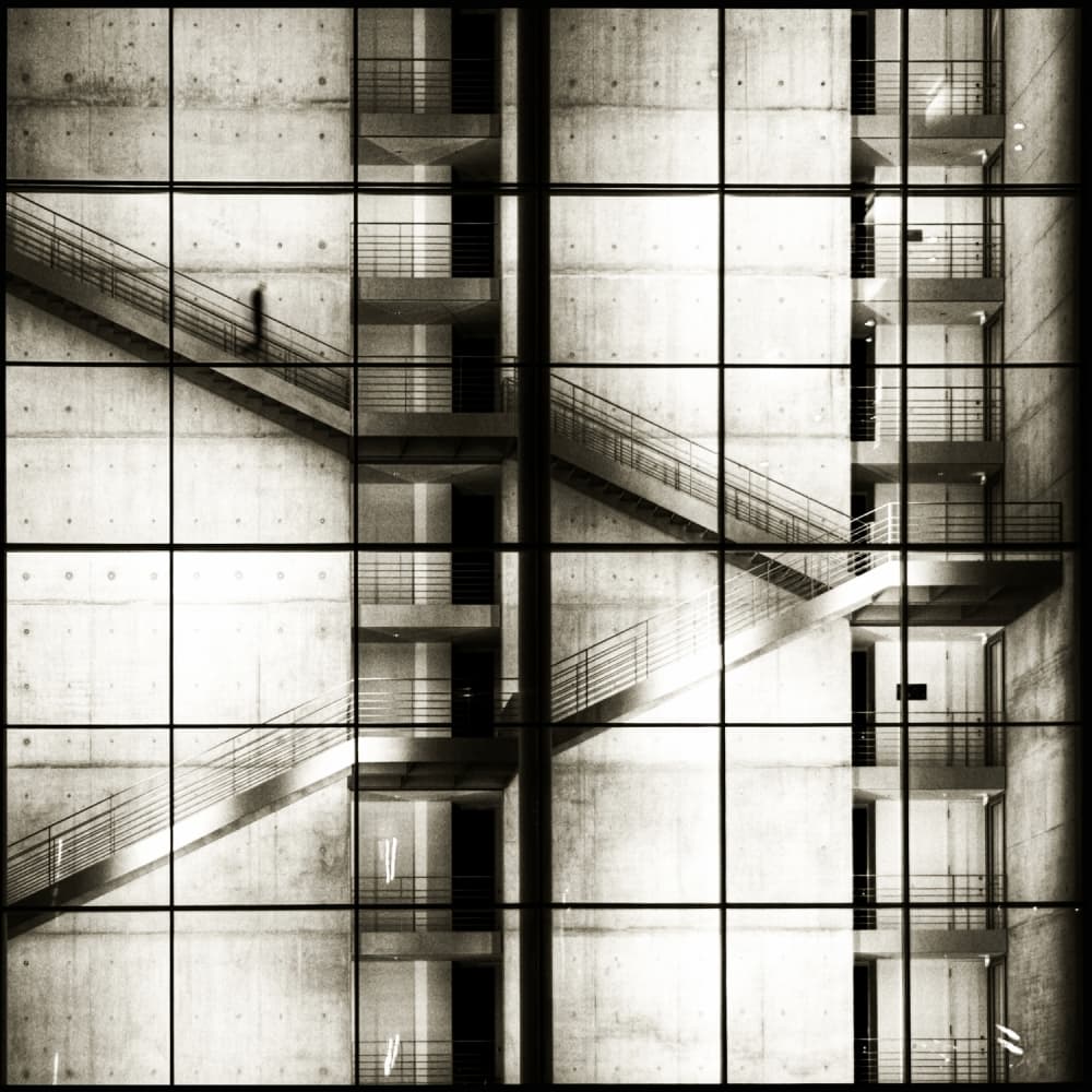 Modern Stairwell Geometry by Mari O` Benz — canvas wall art