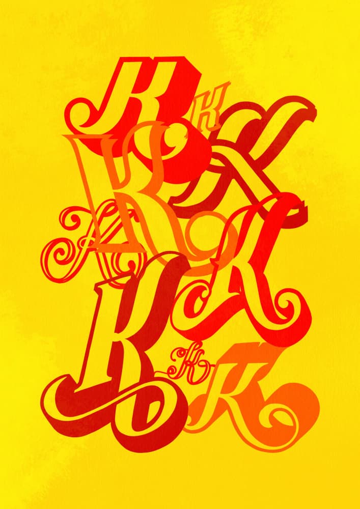 Vibrant K Typography by Guillaume Laserson — canvas wall art