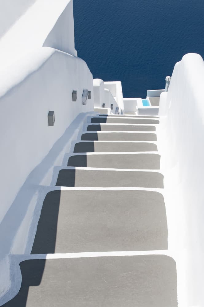 Santorini Sea Steps by Linda Wride — canvas wall art