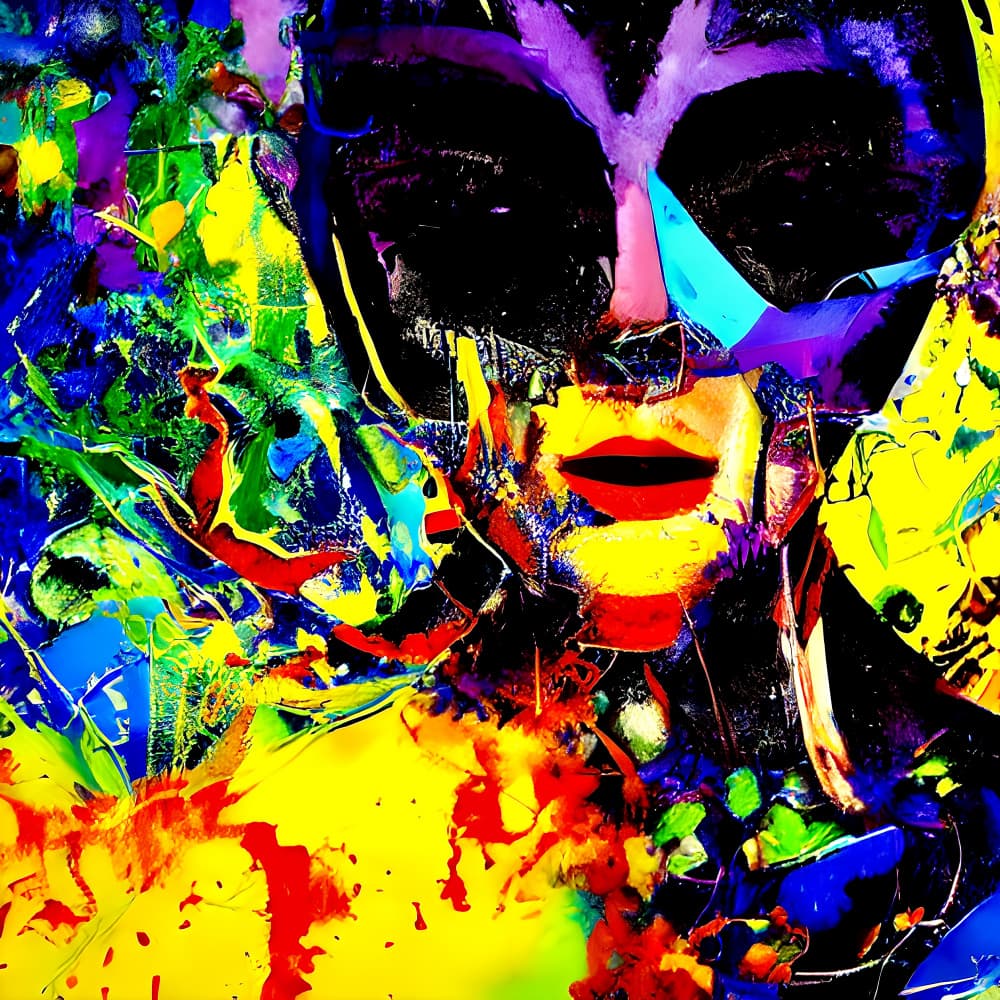 Vibrant Masked Portrait by mnemonixART — canvas wall art