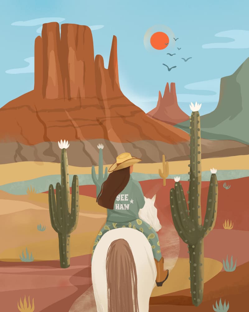 Horse Year Cowgirl by Petra Lizde — canvas wall art