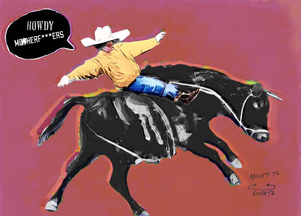 Bucking Bull Cowboy by Stefan Bammert — canvas wall art