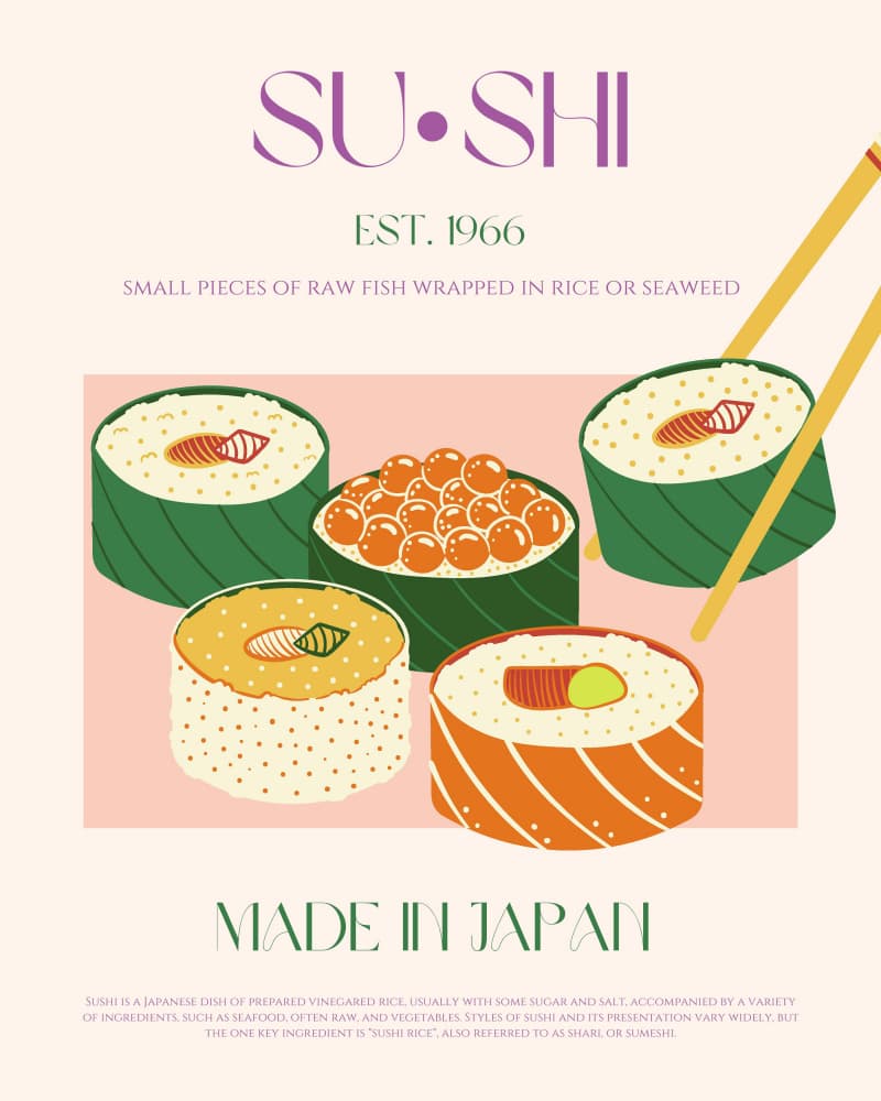 Japanese Sushi Selection by Nazma Khokhar — canvas wall art