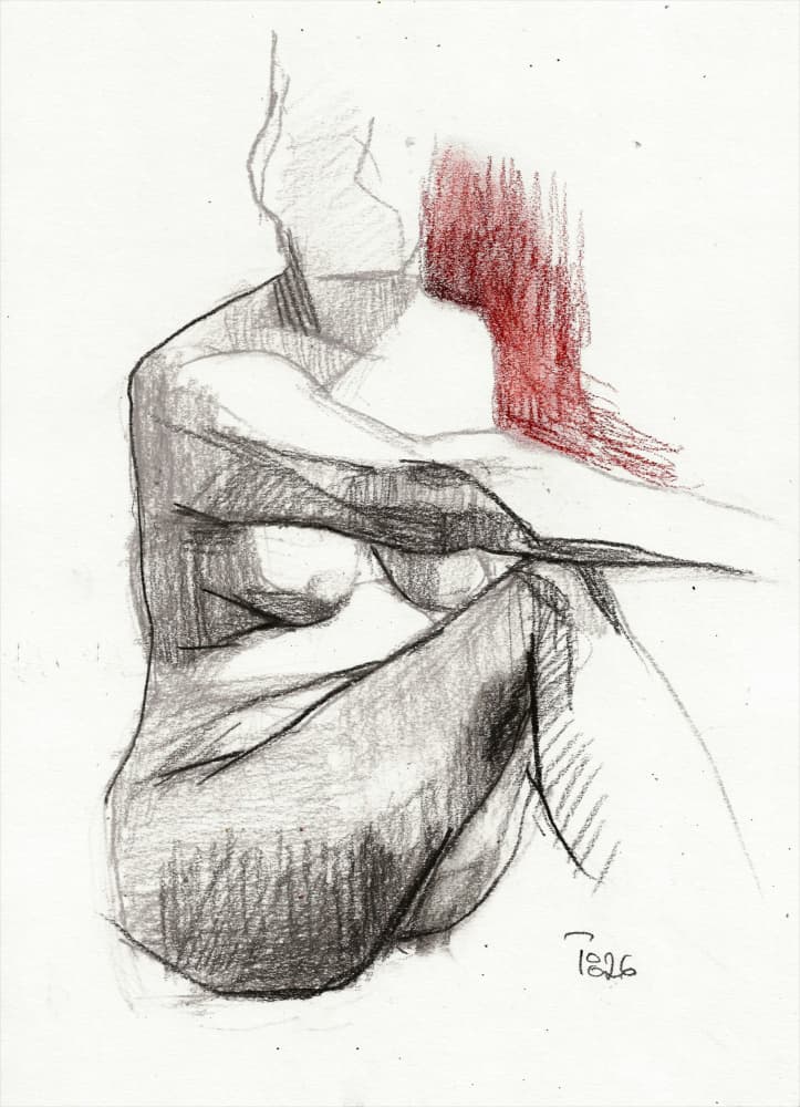 Seated Figure With Red Hair by Tore Bahnson — canvas wall art