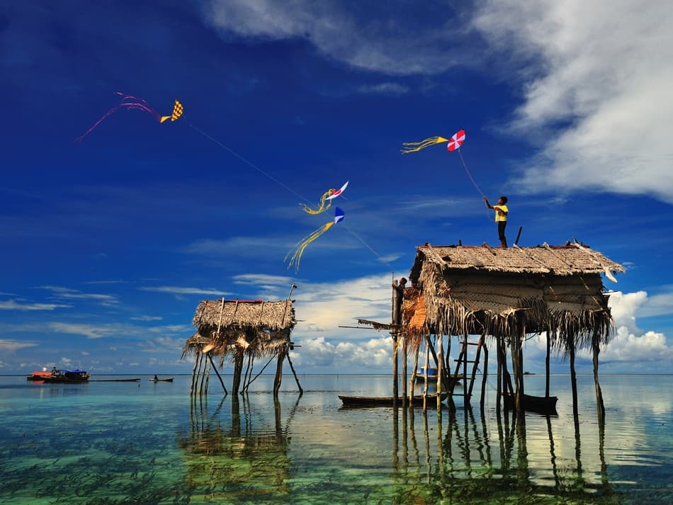 Overwater Kite Village by Andreas Kosasih Drg — canvas wall art