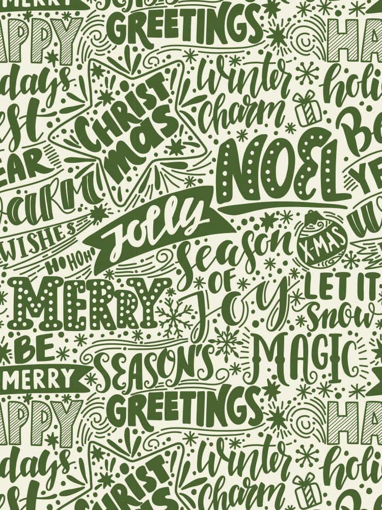 Jolly Holiday Typography Pattern by Maria Galybina — canvas wall art